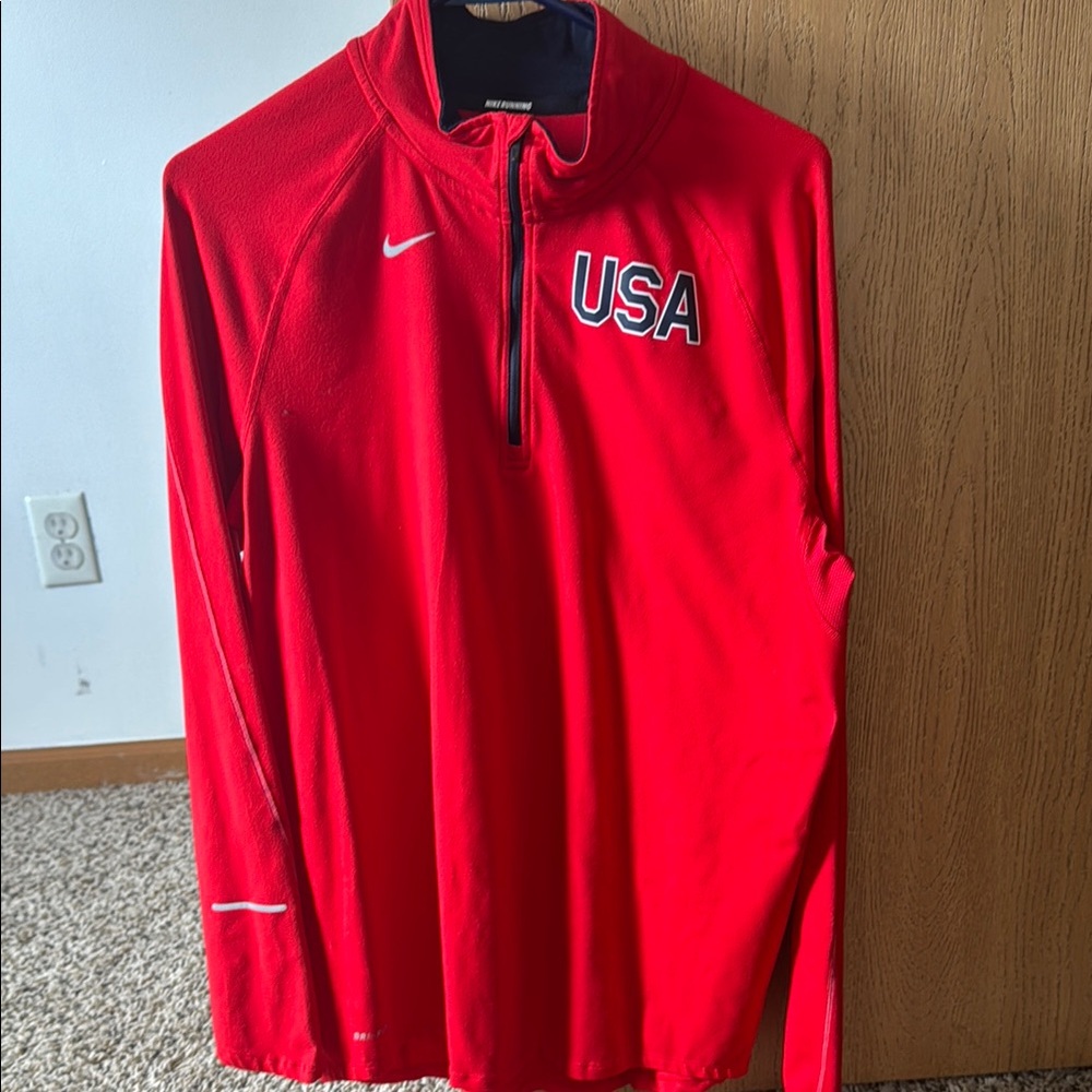 Nike Red USA Quarter-Zip Pullover